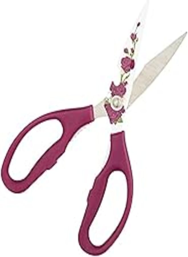 KingGary Stainless Steel Kitchen Scissors with Roses Print - Violet