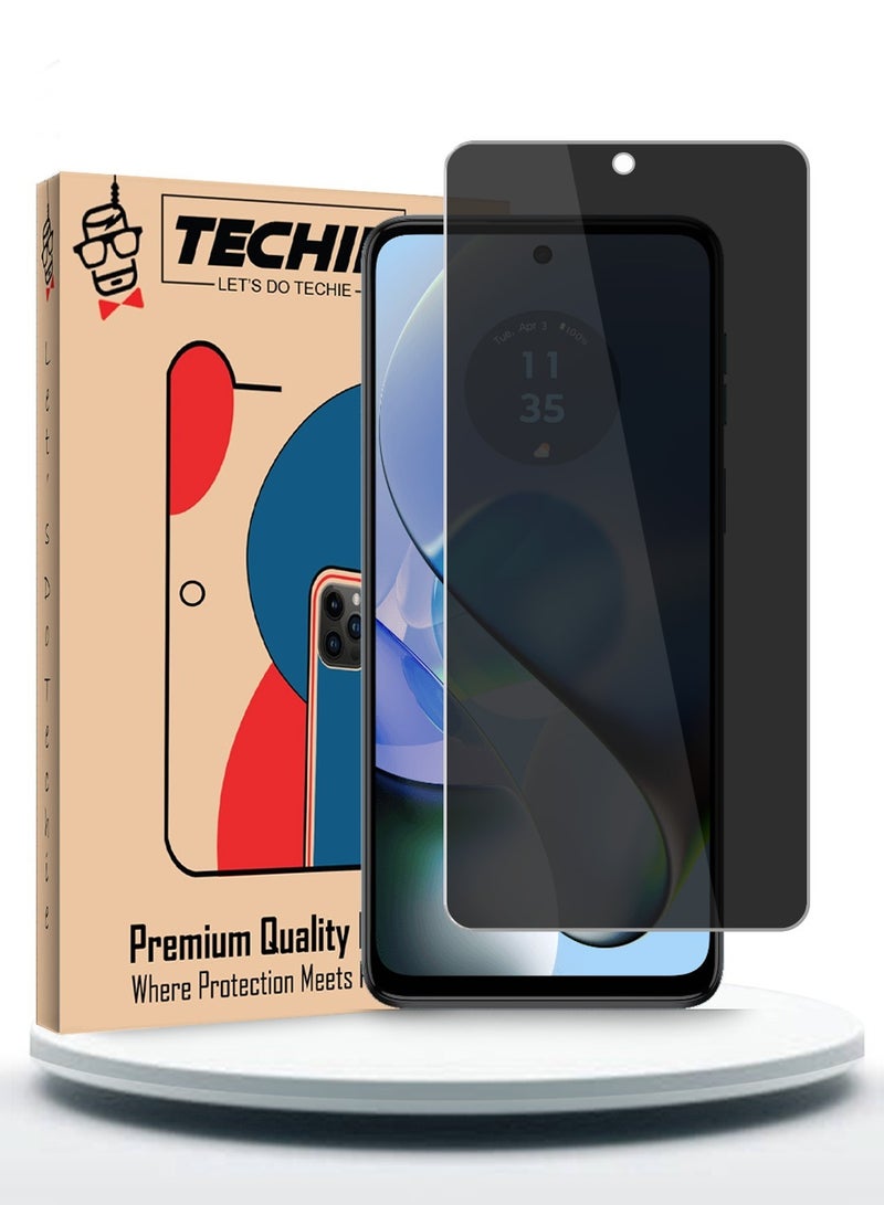 Techie HD Privacy Tempered Glass Screen Protector for Motorola Moto G54 5G - Anti Bubbles 9H Hardness 0.33 mm Rounded Edges Easy Installation - Image 1