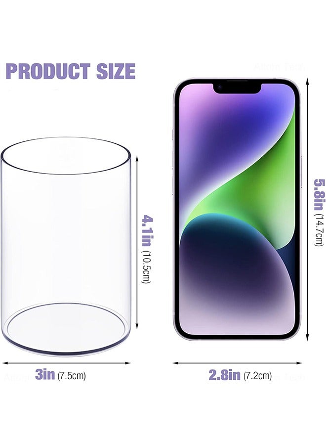 YelaJoy 8 Pieces Clear Acrylic Pen Holder Round Acrylic Pencil Cup Clear Makeup Bush Holder Acrylic Desktop Stationery Organizer for Office School Home Desk Accessories (8 Pack, Round) - Image 2