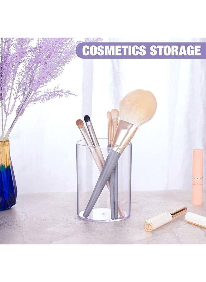 YelaJoy 8 Pieces Clear Acrylic Pen Holder Round Acrylic Pencil Cup Clear Makeup Bush Holder Acrylic Desktop Stationery Organizer for Office School Home Desk Accessories (8 Pack, Round) - Image 4