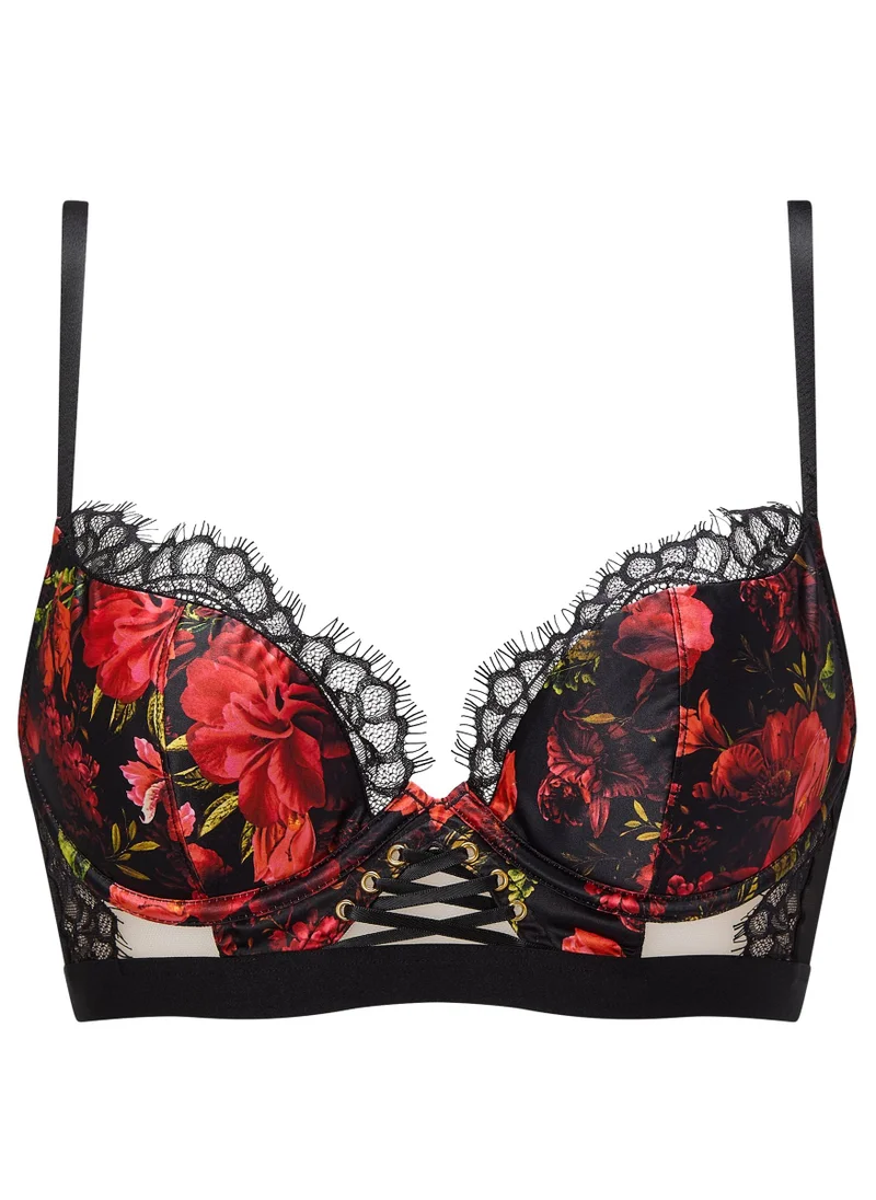 Ann Summers Black/Red Ann Summers Enchanting Rose Padded Plunge Bra for Women | Best Price UAE