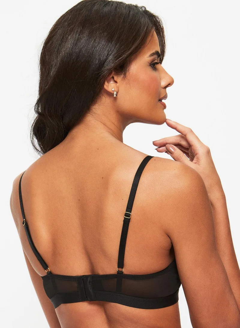 Ann Summers Black/Red Ann Summers Enchanting Rose Padded Plunge Bra for Women | Best Price UAE