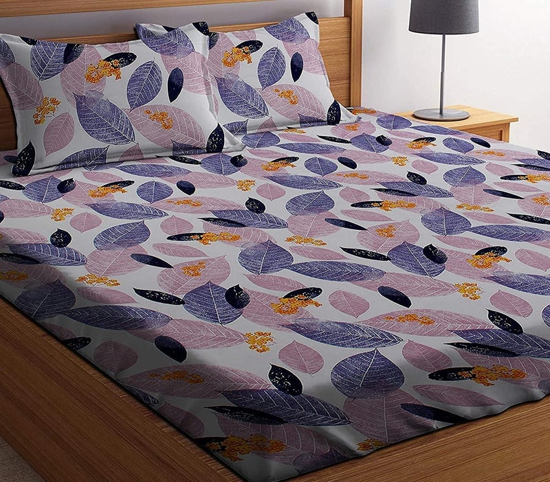 BEVI - Home Super Fabric 300 TC Microfiber Single Queen Size Bedsheet with 1 Pillow Cover - Printed Bedsheet Size (60x90) White Mix Patta - Image 2