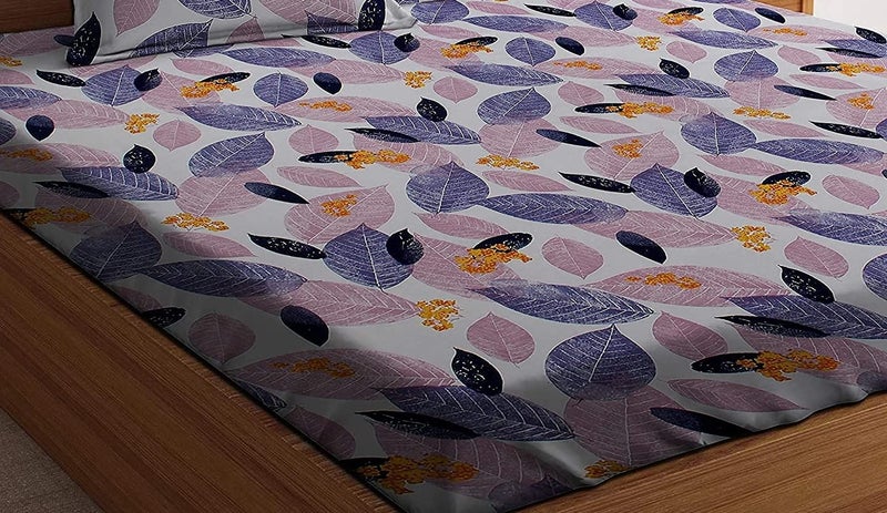 BEVI - Home Super Fabric 300 TC Microfiber Single Queen Size Bedsheet with 1 Pillow Cover - Printed Bedsheet Size (60x90) White Mix Patta - Image 4