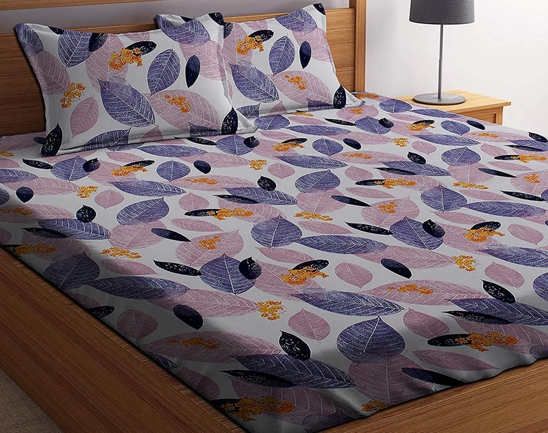 BEVI - Home Super Fabric 300 TC Microfiber Single Queen Size Bedsheet with 1 Pillow Cover - Printed Bedsheet Size (60x90) White Mix Patta - Image 3