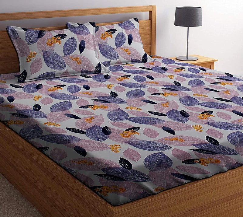 BEVI - Home Super Fabric 300 TC Microfiber Single Queen Size Bedsheet with 1 Pillow Cover - Printed Bedsheet Size (60x90) White Mix Patta - Image 5