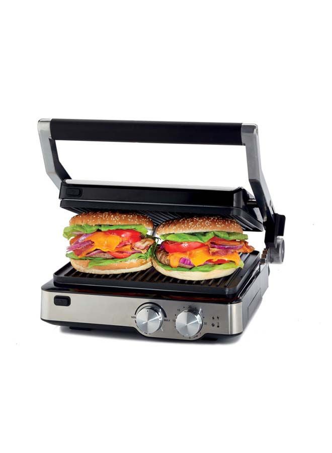 KENWOOD Health Grill, Variable Temperature Control, Adjustable Grill Positions, 180 Degree Opening Grill, Oven Grill, Timer, 2000 W HGM80.000SS Silver - Image 2