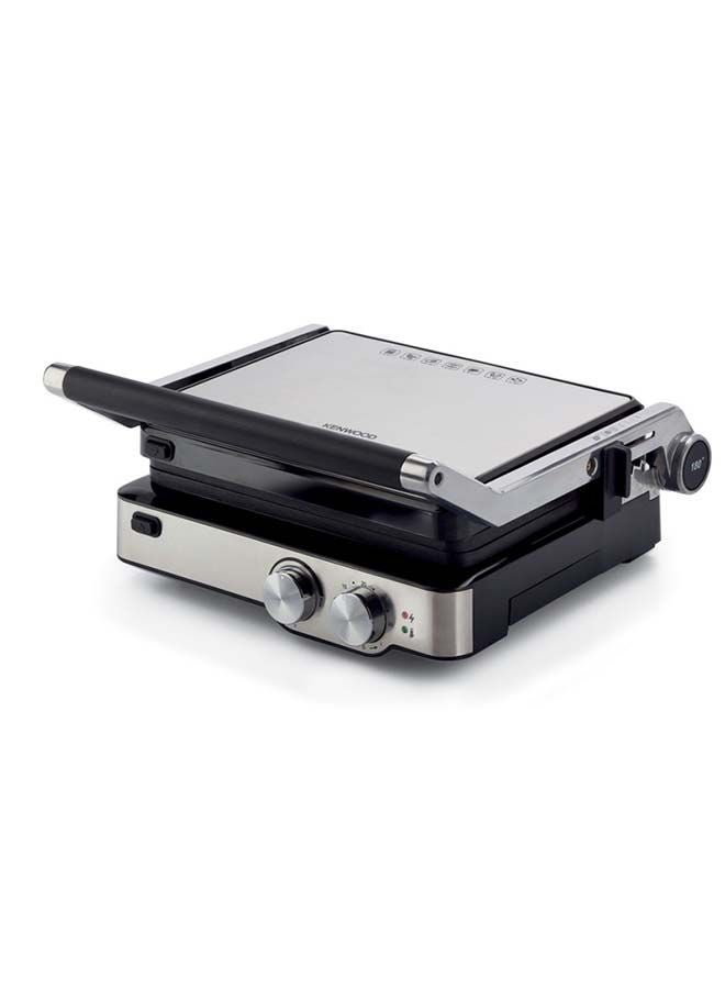KENWOOD Health Grill, Variable Temperature Control, Adjustable Grill Positions, 180 Degree Opening Grill, Oven Grill, Timer, 2000 W HGM80.000SS Silver - Image 1
