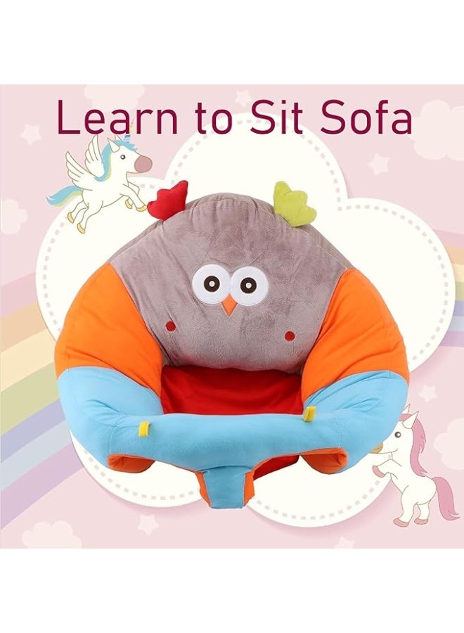 First Moon Cute Owl Plush Baby Floor Seat Soft Support Infant Sofa Chair Toddler Cushion Seating Training Chair Comfortable Nursery Lounger Kids Relaxing Playroom Learning Sitting Support - Image 4