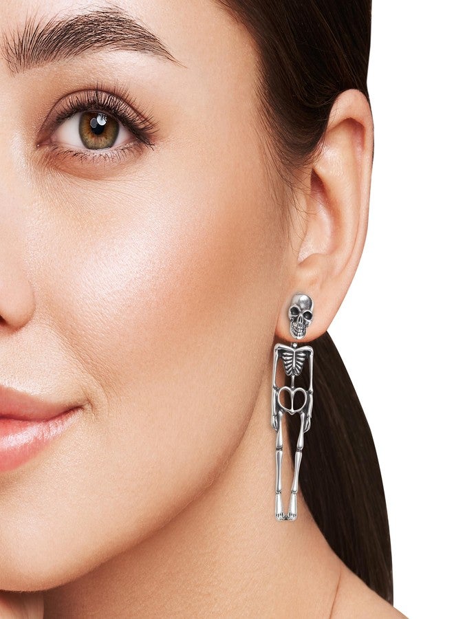 FULLIVE 1 Pair Halloween Earrings, Skeleton Earrings for women, Hypoallergenic Skull Earrings, Halloween Costume Accessories - Image 5