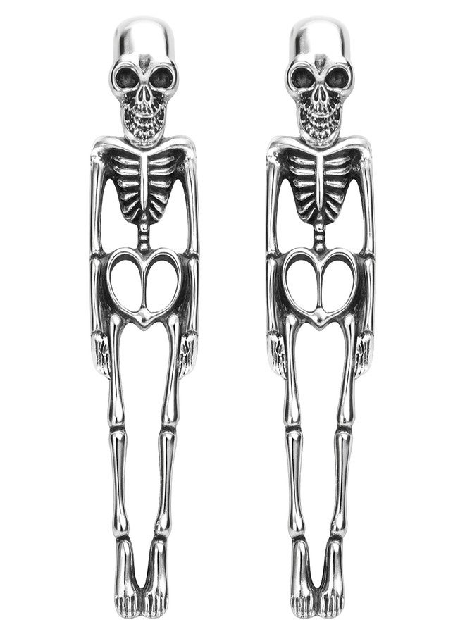 FULLIVE 1 Pair Halloween Earrings, Skeleton Earrings for women, Hypoallergenic Skull Earrings, Halloween Costume Accessories - Image 1