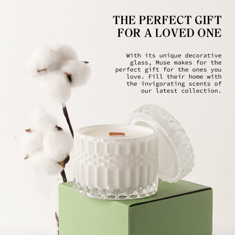 Hidden Label Rose&Sandalwood Scented Candles  7.4 Oz Wood Wick Soy Candles  Long Time Burn Time Pink Glass Jar Decorative Candles  Candles Gifts For Women - Image 5