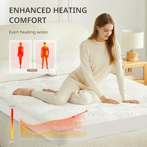 Caperia Heated Mattress Pad Twin XL, Electric Mattress Pad Bed Warmer with 9 Heat Settings, Memory Function, 1-12 Hours Auto Off, Deep Pocket, Machine Washable, 39"x 80" - Image 5