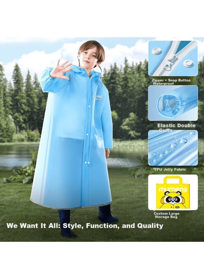 Moremerry Kids Raincoat With Backpack Cover Uni Waterproof Full-body School Rain Poncho Lightweight Tpu Pink Jelly 5XL - Image 4