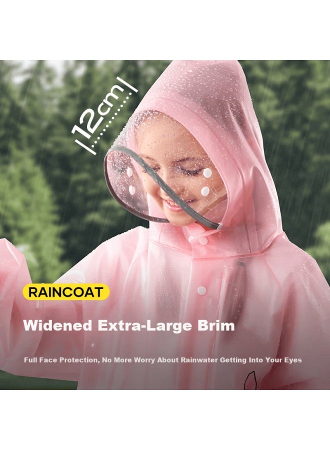 Moremerry Kids Raincoat With Backpack Cover Uni Waterproof Full-body School Rain Poncho Lightweight Tpu Pink Jelly 5XL - Image 2