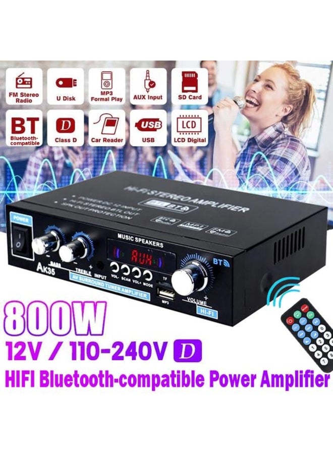 AK35 800W Home Power Amplifiers 2 Channel Bluetooth 5.0 Surround Sound FM USB Remote Control Mini HIFI Digital Amplifier Stereo