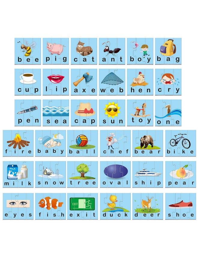 SpriteGru 72 Word Spelling Puzzles With Errorcorrection Mechanism In 3 And 4 Pieces Perfect For Preschool Learning (36 Blocks Double Sided) - Image 5