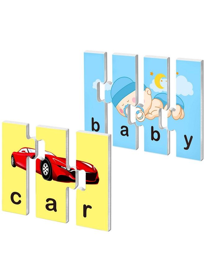 SpriteGru 72 Word Spelling Puzzles With Errorcorrection Mechanism In 3 And 4 Pieces Perfect For Preschool Learning (36 Blocks Double Sided) - Image 2