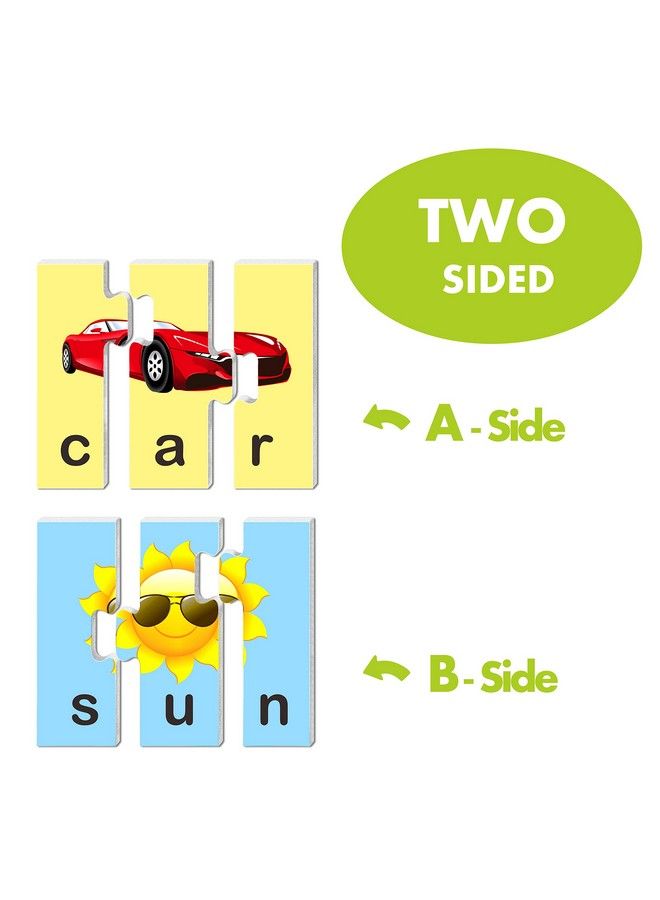 SpriteGru 72 Word Spelling Puzzles With Errorcorrection Mechanism In 3 And 4 Pieces Perfect For Preschool Learning (36 Blocks Double Sided) - Image 3