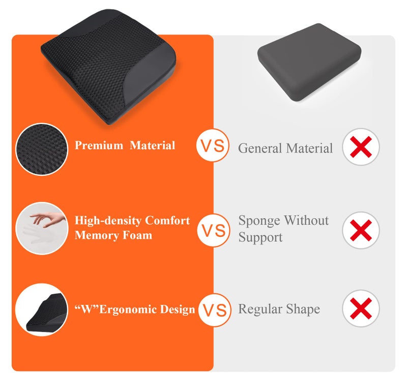 kingphenix Premium Car Seat Cushion, Memory Foam Driver Seat Cushion to Improve Driving View- Coccyx & Lower Back Pain Relief- Seat Cushion for Car, Truck, Office Chair (Black Mesh Cloth) - Image 4