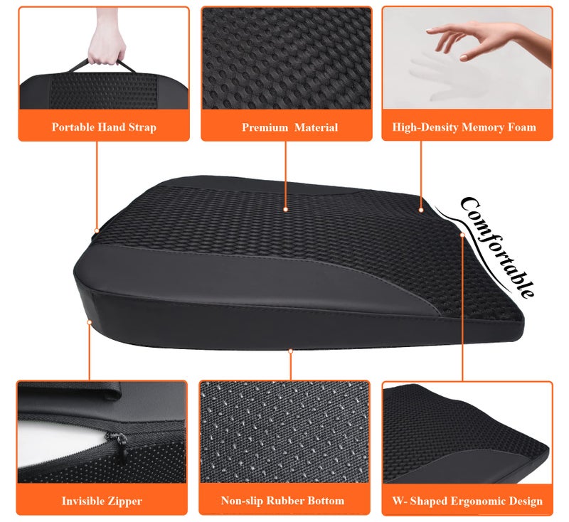 kingphenix Premium Car Seat Cushion, Memory Foam Driver Seat Cushion to Improve Driving View- Coccyx & Lower Back Pain Relief- Seat Cushion for Car, Truck, Office Chair (Black Mesh Cloth) - Image 5