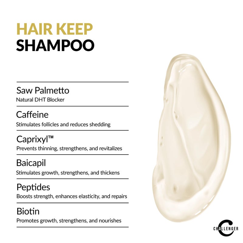 Challenger شامبو الحفاظ على شعر الرجال تشالنجر، 10 أونصة | شامبو منع DHT لنمو الشعر | مع بايكا بيل، كابيكسيل، هير سبا | كافيين، بيوتين، حمض الهيالورونيك، ثلاثي ببتيد النحاس، بالميتو المنشار والمزيد (إمداد لمدة شهرين) - Image 3
