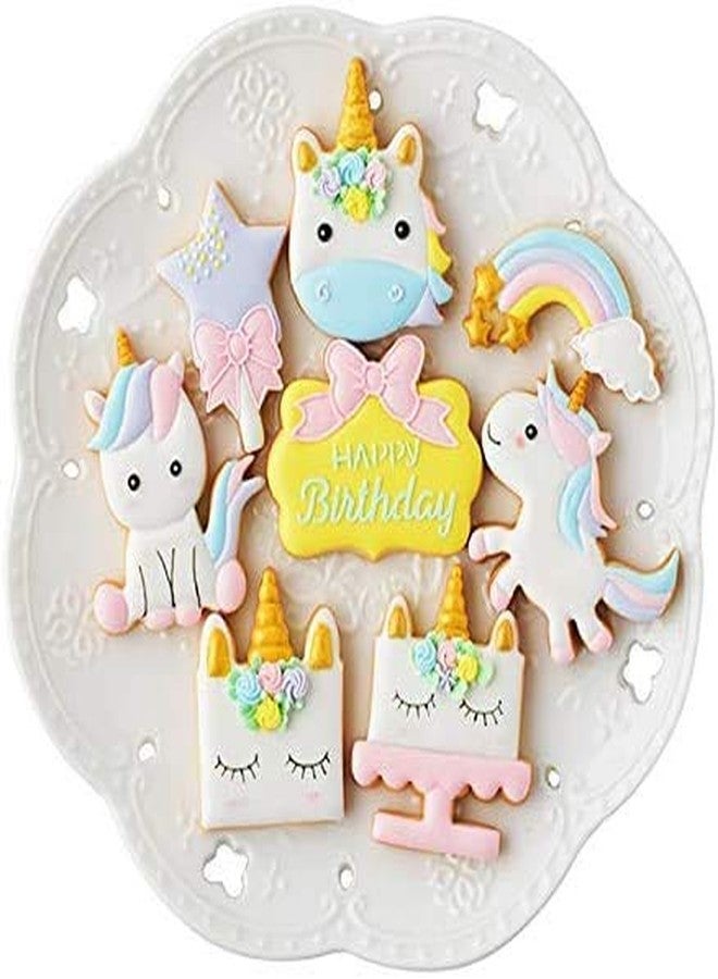 NF Noble Foods Plastic Unicorn Cookie Cutters Rainbow Star Candy Fondant Horse Biscuit Cake Plastic Molds DIY Baking Tools, 8PCS - Image 2