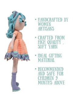 Happy Threads Handmade Crocheted Diana Whimsy Doll (15 inches) – Multicolour | Crochet Toys | Child Safe | for Babies 6 Months & Above | Dolls for Boys/Girls| For Birthday Gift | Decorative Items for Room  - Image 2