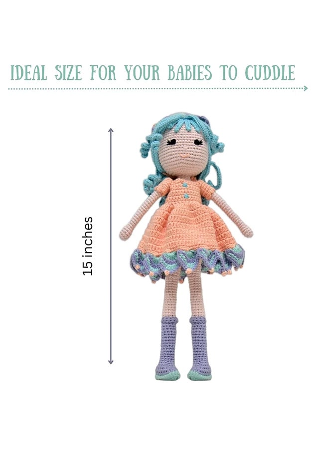 Happy Threads Handmade Crocheted Diana Whimsy Doll (15 inches) – Multicolour | Crochet Toys | Child Safe | for Babies 6 Months & Above | Dolls for Boys/Girls| For Birthday Gift | Decorative Items for Room - Image 3