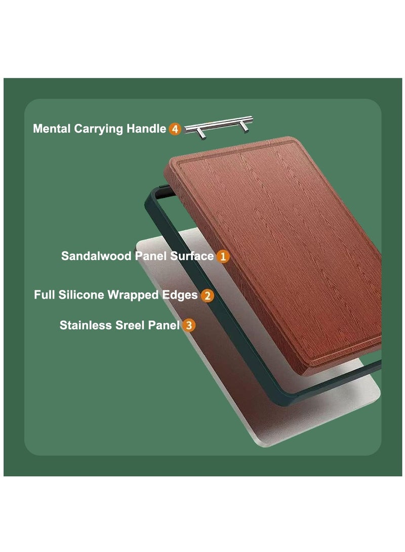 MIXDE Cutting Board Double Sided, Food-Grade Chopping Board With Green edge, Stainless Steel and Wooden Cutting Board for Kitchen - Image 3