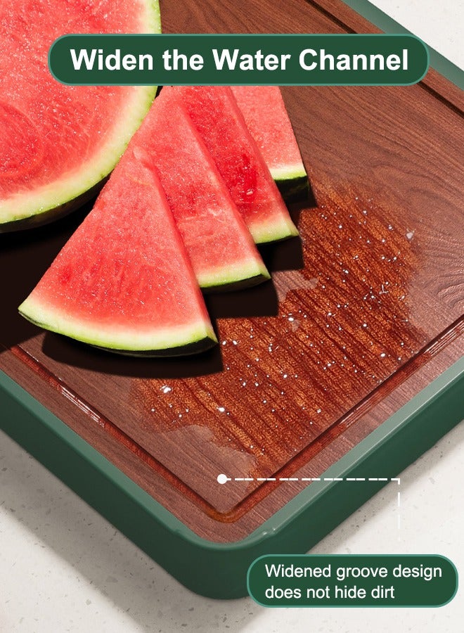 MIXDE Cutting Board Double Sided, Food-Grade Chopping Board With Green edge, Stainless Steel and Wooden Cutting Board for Kitchen - Image 4