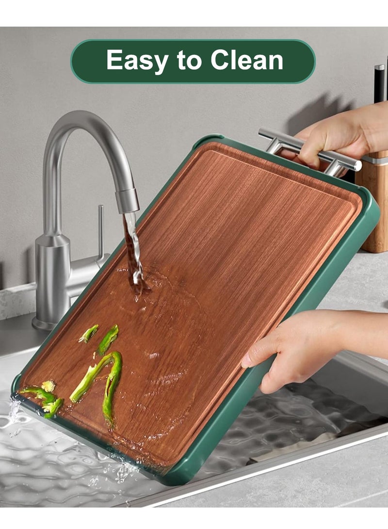 MIXDE Cutting Board Double Sided, Food-Grade Chopping Board With Green edge, Stainless Steel and Wooden Cutting Board for Kitchen - Image 5