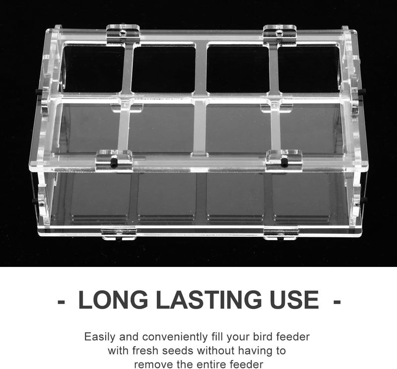 GANAZONO Bird Feeding Box 8-Slot Acrylic Feeder with Splash Guard Plastic Food Tray for Parrot Budgie Cockatiel and Quail Cage Use - Image 5