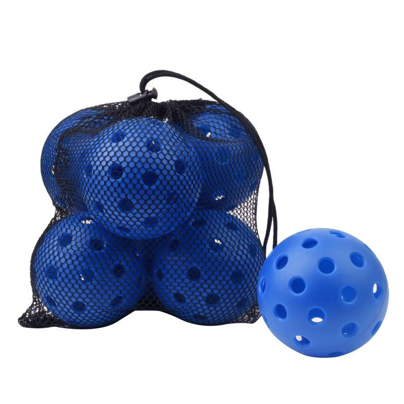 Generic Outdoor Peak ball factory direct 40 holes 74mm indoor and outdoor 26 holes plastic injection ball pickleballpaddle Blue 6 Pack [Mesh Bag Packaging] Note Hole 