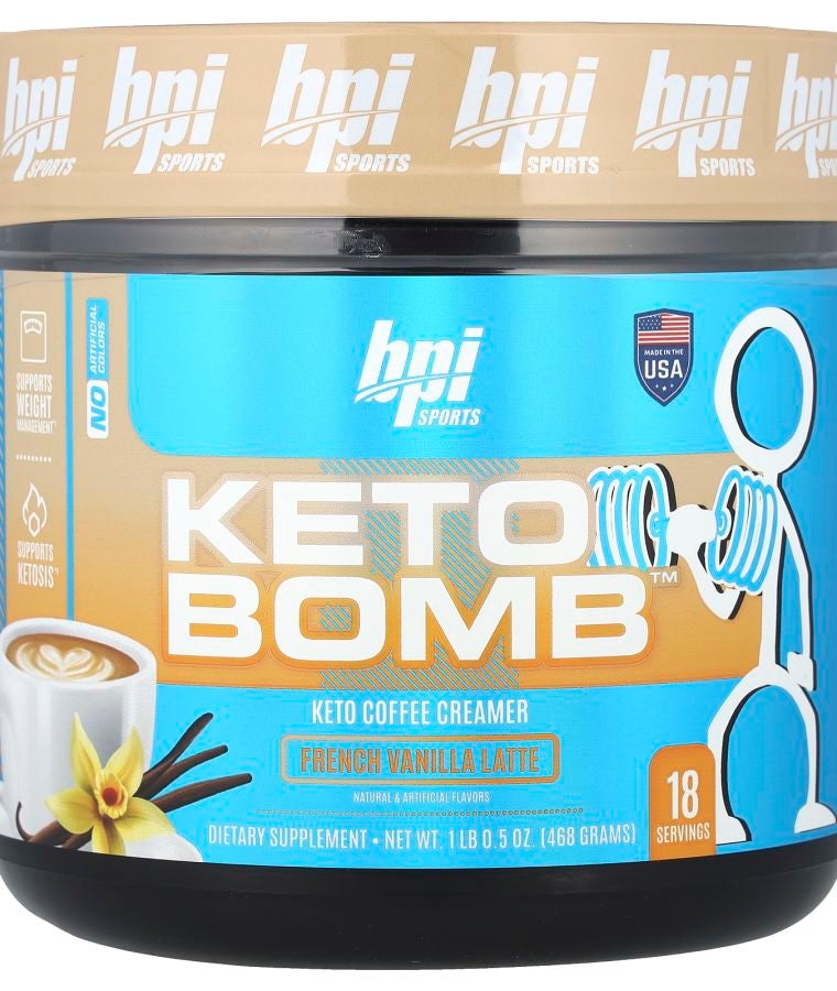 BPI SPORTS Keto Bomb™ Keto Coffee Creamer French Vanilla Latte 1 lbs 0.5 oz (468 g)
