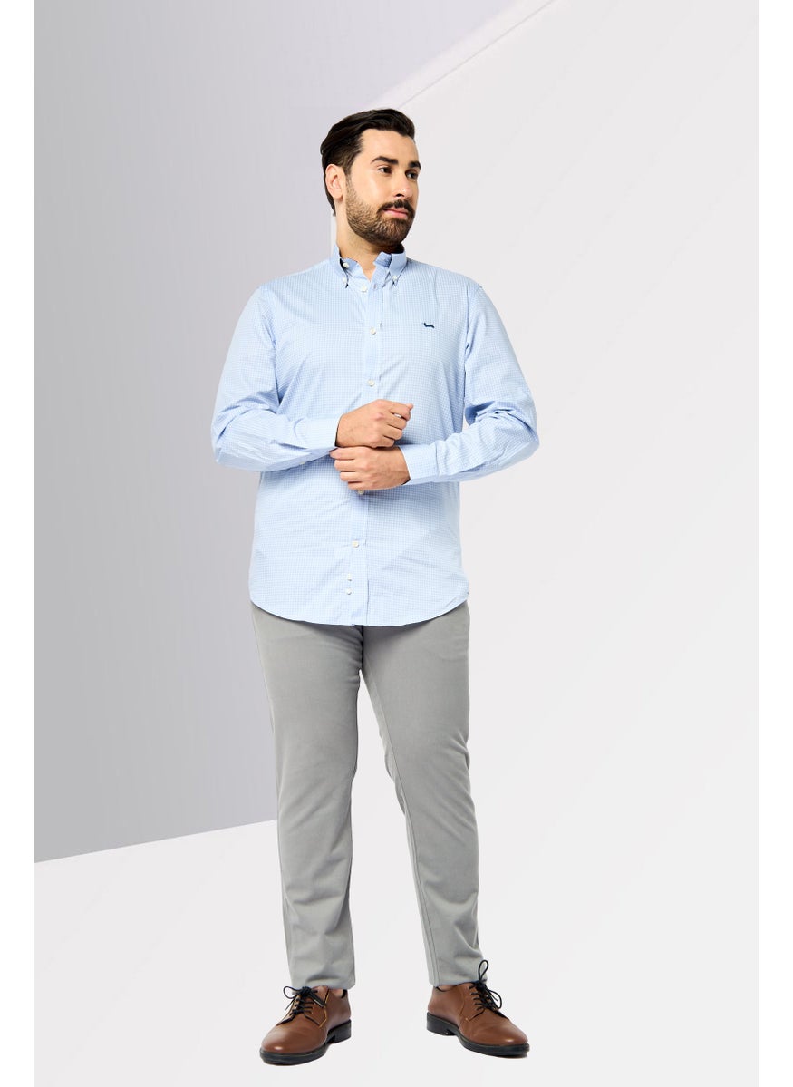 Harmont & Blaine Men Narrow Fit Embroidered Logo Long Sleeve Casual Shirt, Navy  - Image 2