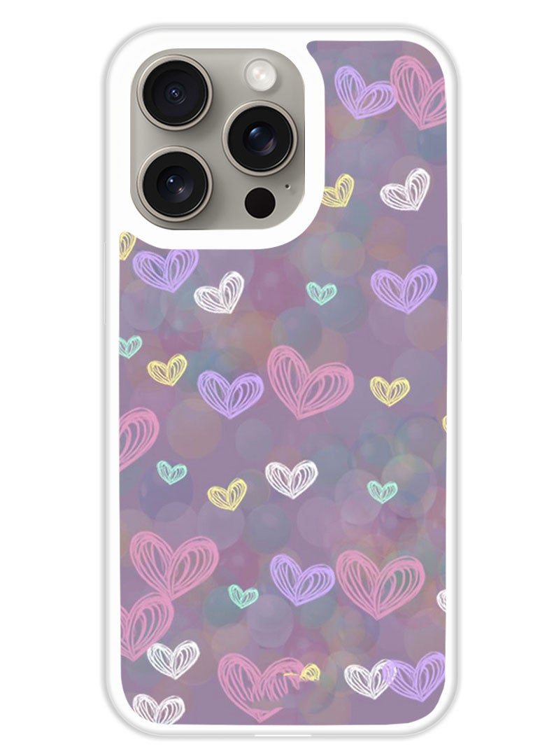 Theodor Protective Case Cover For APPLE IPHONE 15 Pro Max Small Hearts (4) (White Bumper) - Image 1