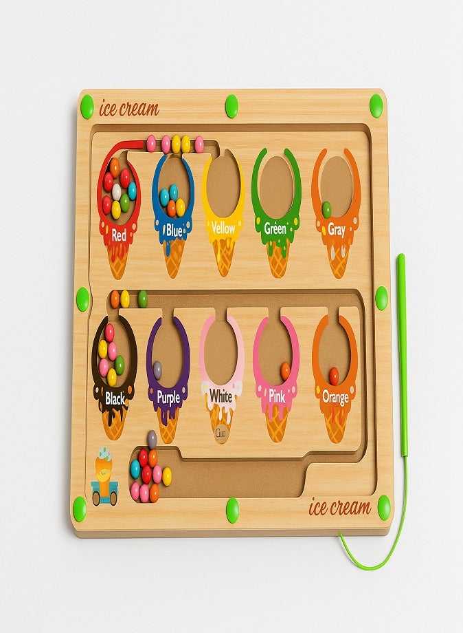 Magnetic Maze Montessori Wooden Puzzle Board, Educational Color & Number Matching Toy with Magnetic Pen, Learning Game for Kids Ages 3-6 - Image 1