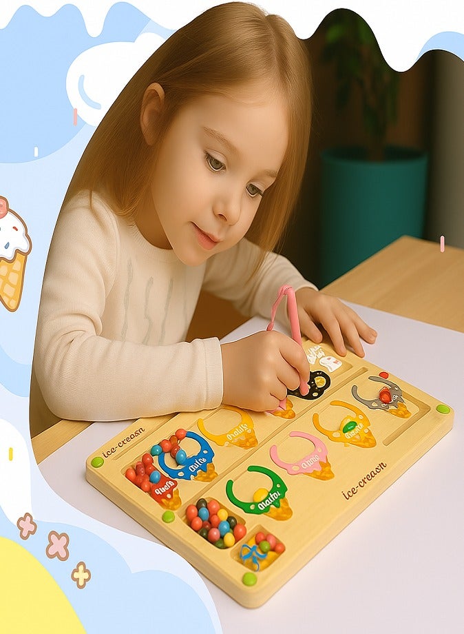 Magnetic Maze Montessori Wooden Puzzle Board, Educational Color & Number Matching Toy with Magnetic Pen, Learning Game for Kids Ages 3-6 - Image 2
