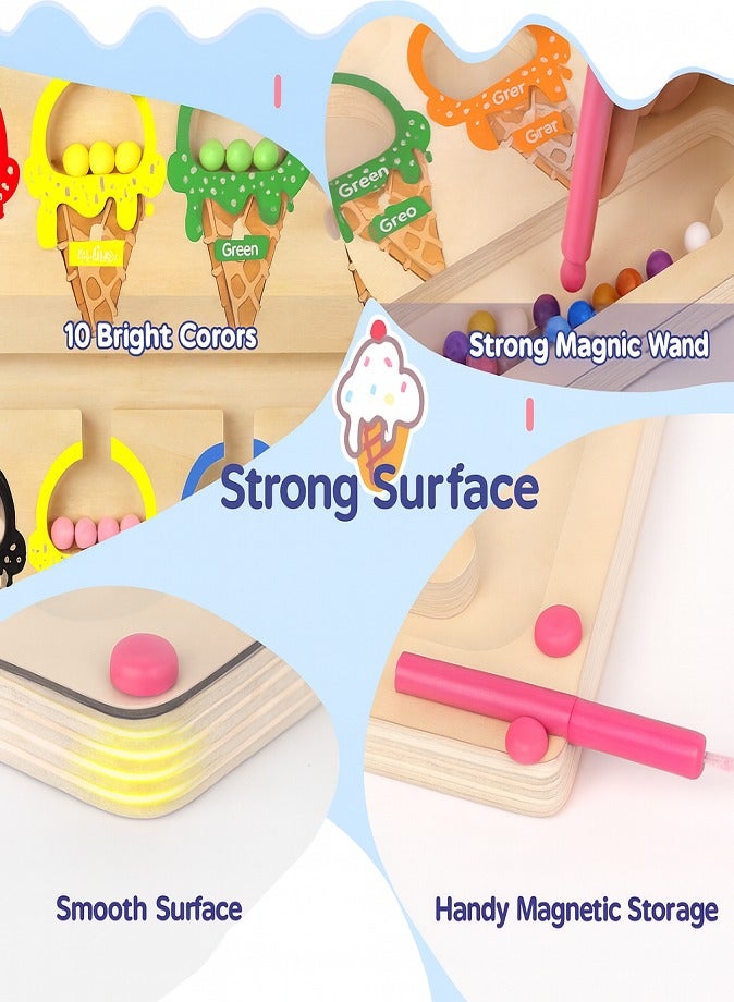 Magnetic Maze Montessori Wooden Puzzle Board, Educational Color & Number Matching Toy with Magnetic Pen, Learning Game for Kids Ages 3-6 - Image 4