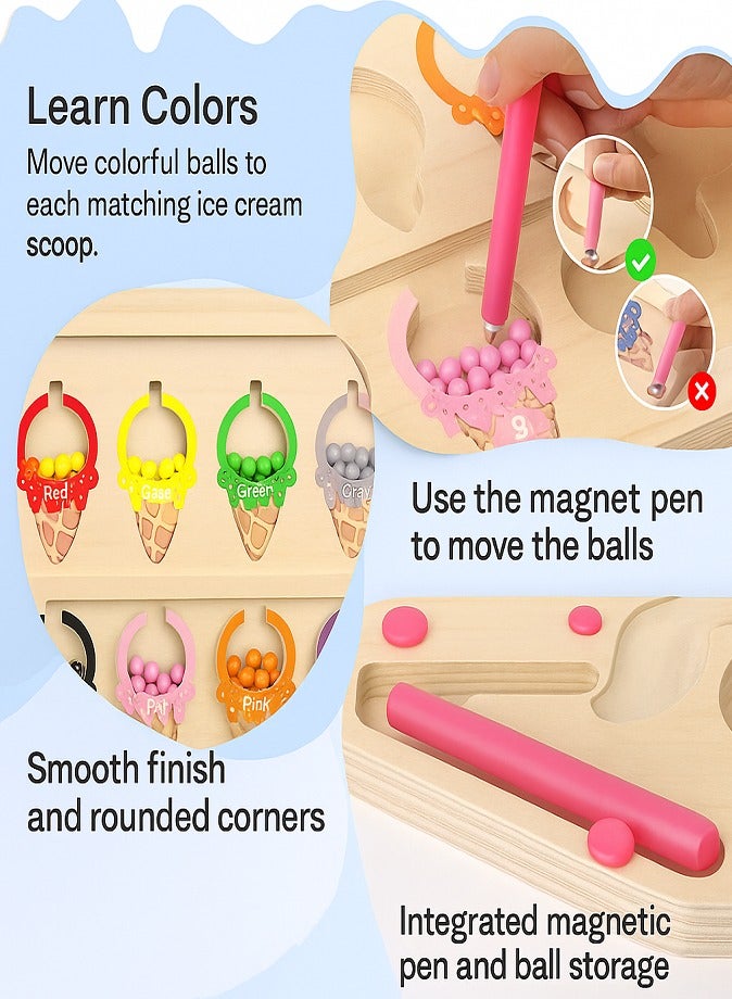 Magnetic Maze Montessori Wooden Puzzle Board, Educational Color & Number Matching Toy with Magnetic Pen, Learning Game for Kids Ages 3-6 - Image 3