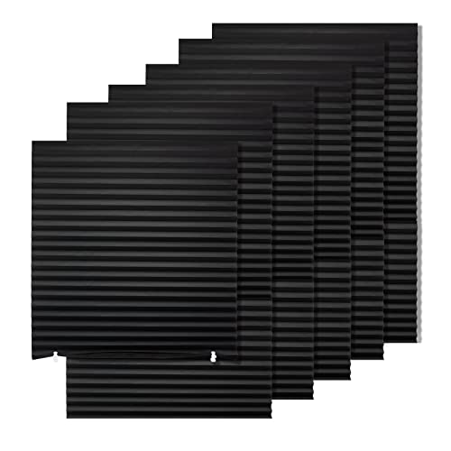 MYshade 6 Pack Temporary Blackout Paper Shades for WindowsPaper Pleated Blinds with AdhesiveNo Tools No Drilling Free Cut Size Temporary Room Darkening ShadesBlack 36 W x 72 H