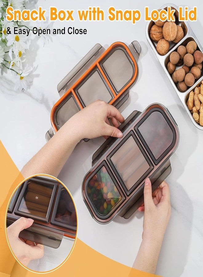 KitchEase Stainless Steel Insulated Airtight BPA Free Food Grade Lunch Box Unbreakable Lid, Snacks Tiffin Ideal for Kids, Adults (600ML, 3 Compartment, Black Lid) - Image 5