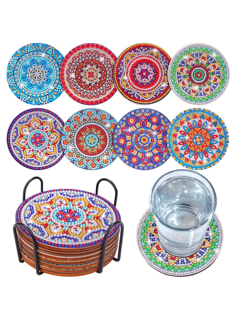 LKTOCAFT Diamond Art Coasters Set  10 Pcs Round Wooden Cup Holders with DIY Kit, Perfect for Home Bar Table Decor, Crafts & Gifts  - Image 2