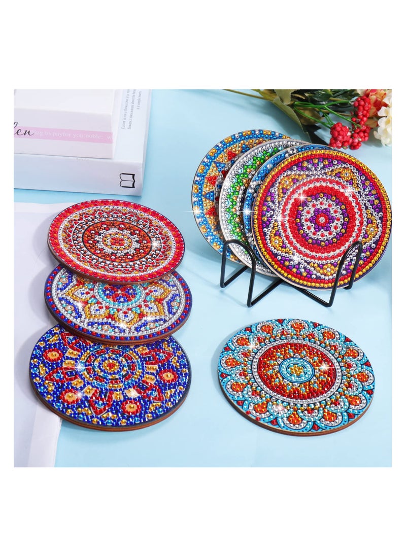 LKTOCAFT Diamond Art Coasters Set  10 Pcs Round Wooden Cup Holders with DIY Kit, Perfect for Home Bar Table Decor, Crafts & Gifts  - Image 3