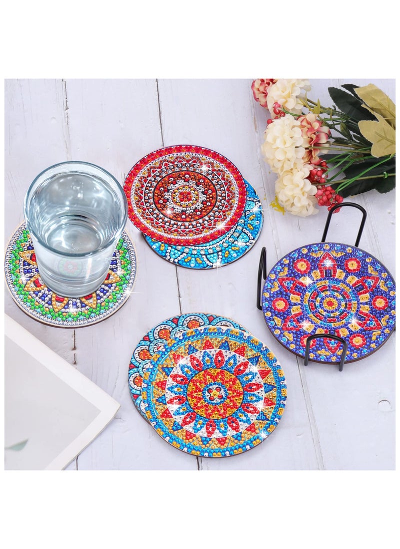 LKTOCAFT Diamond Art Coasters Set  10 Pcs Round Wooden Cup Holders with DIY Kit, Perfect for Home Bar Table Decor, Crafts & Gifts  - Image 4