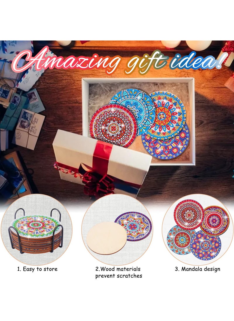 LKTOCAFT Diamond Art Coasters Set  10 Pcs Round Wooden Cup Holders with DIY Kit, Perfect for Home Bar Table Decor, Crafts & Gifts  - Image 5