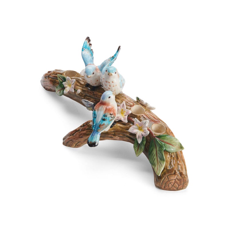 Fitz  Floyd Toulouse Bird Candlestick Holder 16 Inch Blue