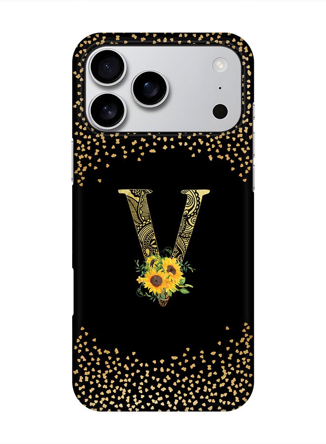 Stylizedd For iPhone 17 Pro Max,Case, [Compatible with MagSafe] Magnetic cover Slim fit Protection Matte, - Custom Floral Monogram - V ( Black )