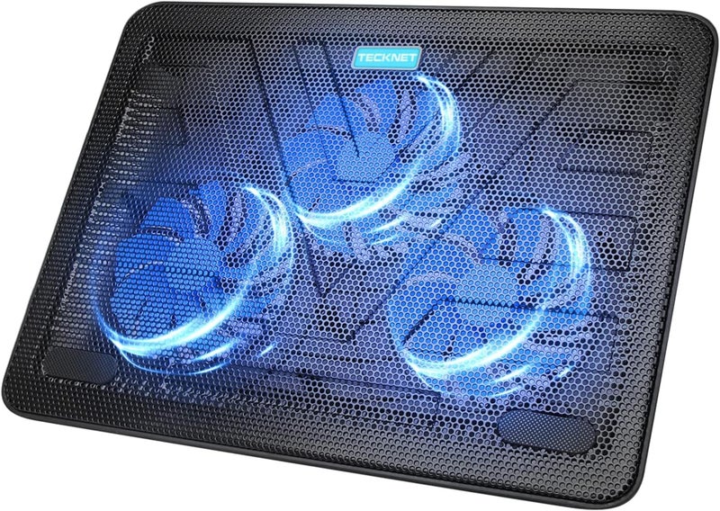 TECKNET Laptop Cooling Pad, Portable Slim Quiet USB Powered Laptop Notebook Cooler Cooling Pad Stand Chill Mat with 3 Blue LED Fans, Fits 12-17 Inches (Black) - Image 1